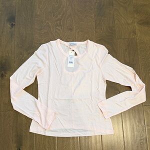 Daphne Women's Long Sleeve Crewneck Top with Key Hole Back — Blush